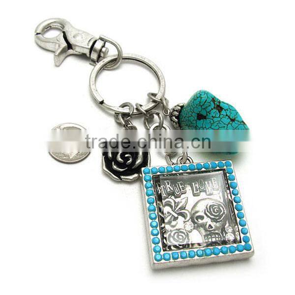 Tiger face gold clear crystal accented keychian