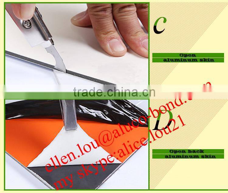 4*0.3mm,4*0.4mm ,4*0.5mm ACP exterior decorative wall panel silver PVDF building decorative facade aluminium composite panel