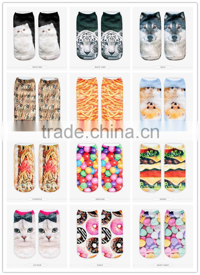 fashion children kids high quality 3d digital full print colorful ankle socks sports unisex custom hot sale stretch spandex