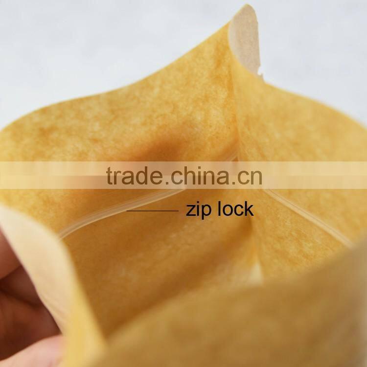 food grade stand up zipper kraft paper bag with clear window accept custom printing