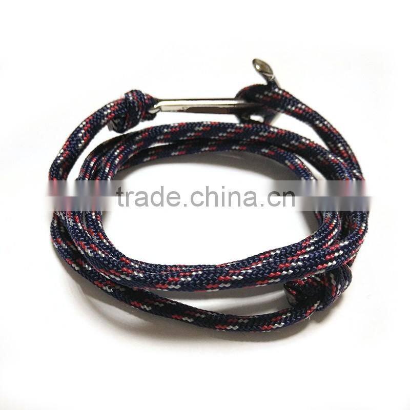 double heart anchor infinity bracelet fashion red white and blue paracord wrap bradelet leather bracelet stainless steel