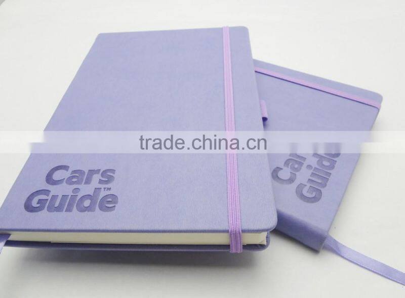 A5 purple thermo pu embossed logo diary note book
