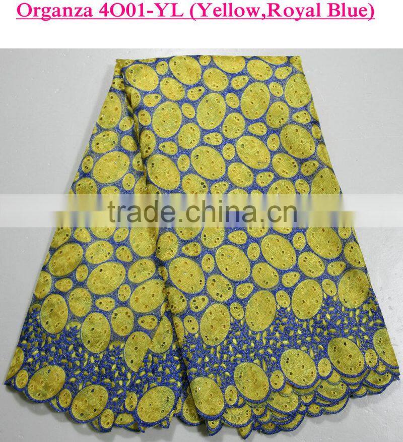 2015 New fashion organza lace heavy double african organza lace for wedding dress