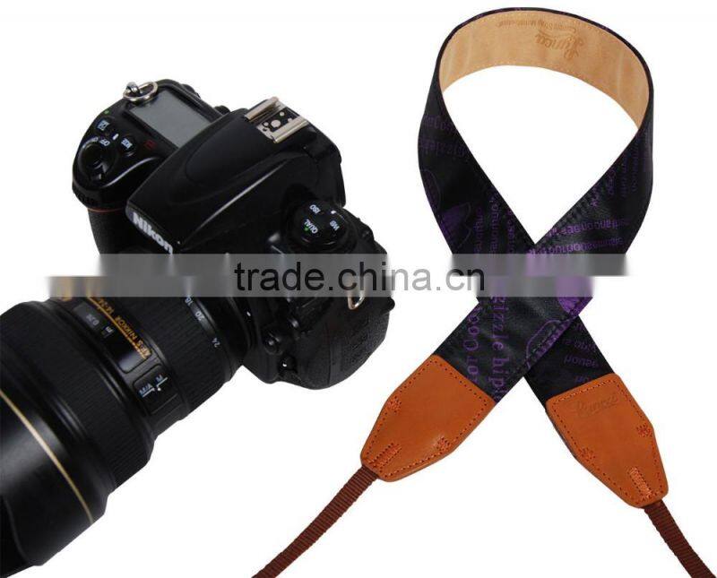 custom leather camera strap Leather Strap Shoulder Neck Blue Rose Flower Pattern For DSLR Camera LG-03