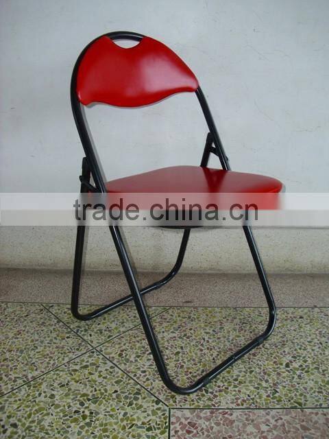Living room furniture leisure chair metal folding chair with PVC cushion seat and back