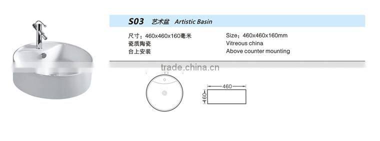 Bathroom Counter Top Small Circular Wash Hand Basin Cabinet S03