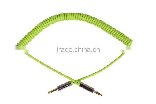 Pure OFC shielded 3.5mm auxiliary coiled cable 3m lead length