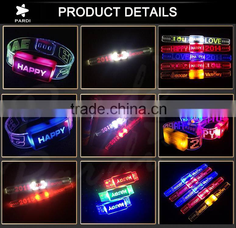 Party favor colorful happy led lighting wristbands glow in the dark