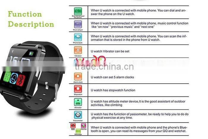 Free Sample Wholesale Touch Screen Cheap Health Care OEM Bluetooth U8 Smart Watch For Android And IOS Smat Watch 2016
