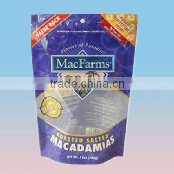 with clear window and round hole macadamias packaging bag