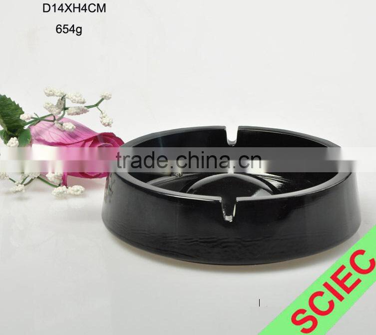 Machine pressed glass cigar ashtray