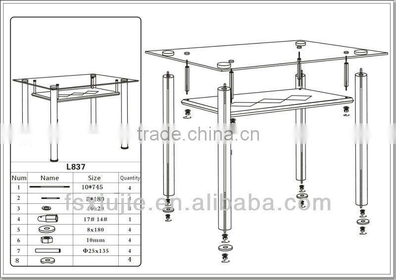 L837-1 New 6- Seat Glass Top Dining Table Set, Glass Dining Table Designs