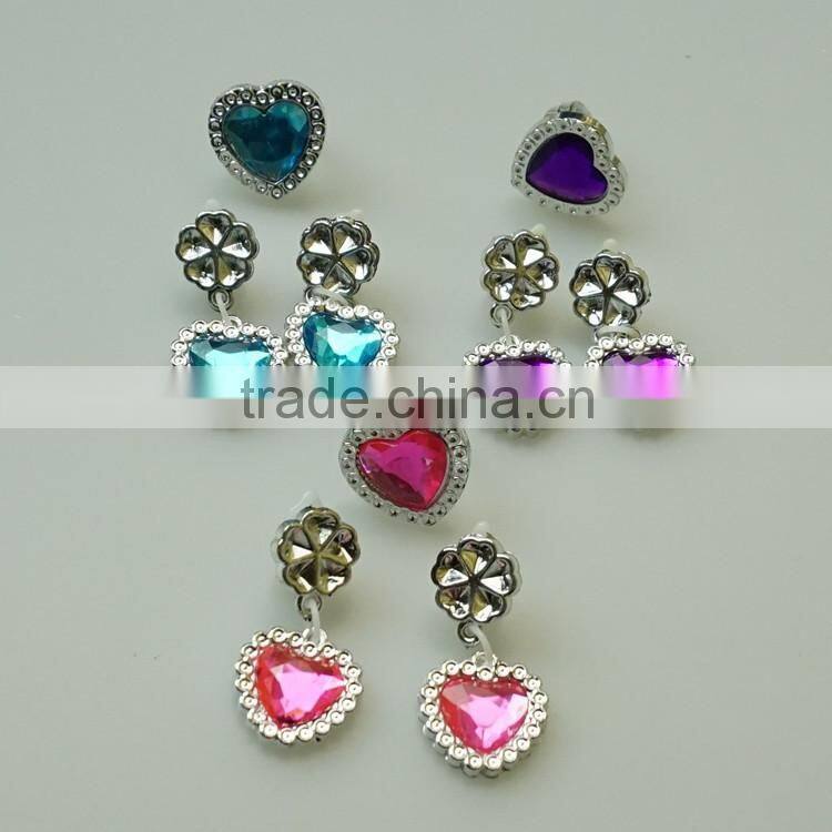 Acrylic diamond love pendant necklace&earring sets for kids promonital gifts