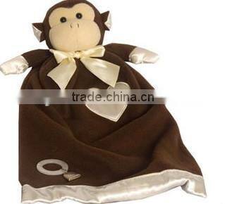 stuffed monkey blankets/Professional design stuffed animal toy soft plush monkey baby toy holding a blanket