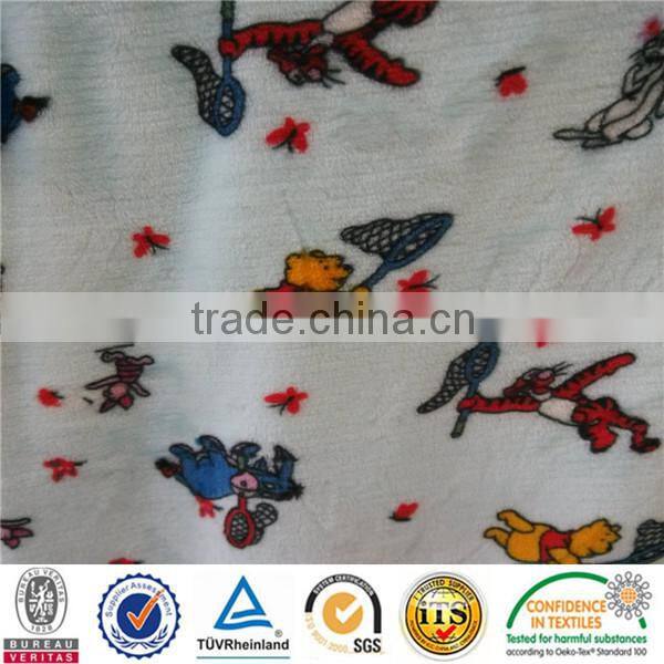 wholesale polyester velour with cartoon print fabric