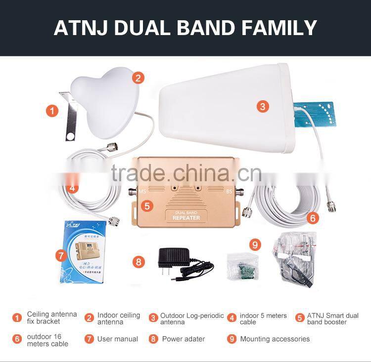 ATNJ large coverage new intelligence 900&2100mhz mobile signal repeater with a full kits