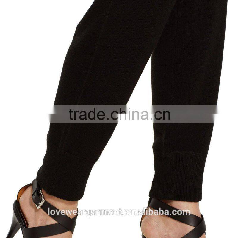 Womens fashion black plain cotton sweat pants