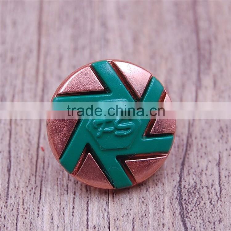 Custom pink green sports coat metal logo buttons