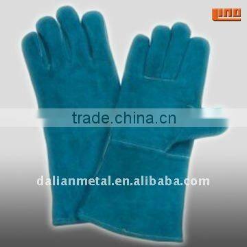 blue grain leather working gloves