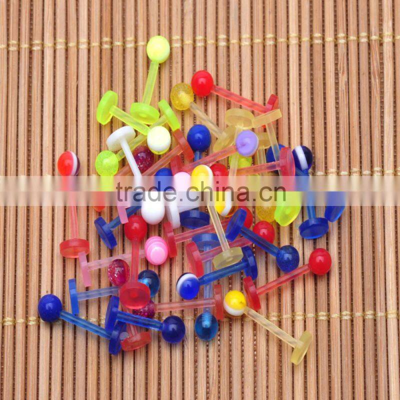 100 PCS Round Clear 4mm Acrylic Ball Ends on 16G Post 8mm or 10mm Length Acrylic Labret Monroe or Chin Ring.