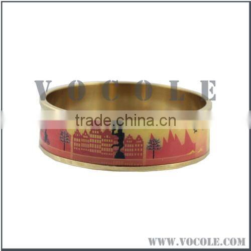Trendy Stainless Steel Handmade Oil-spot Glaze Enamel Bangles
