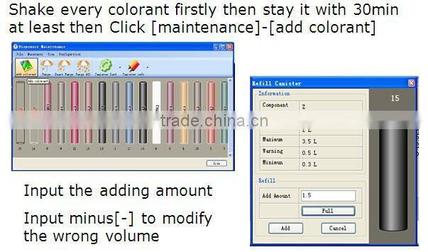 A2 0.077ml accuracy automatic paint color tinting equipment/A4 600ML colorant sequential dispenser