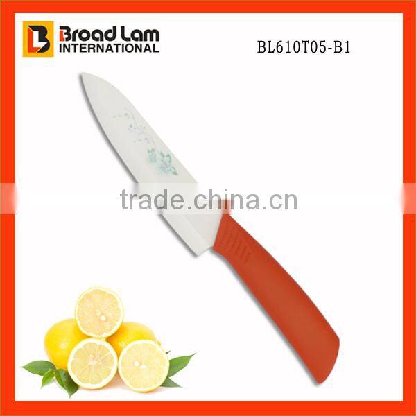 4pcs Ceramic Knife set in acrylic stand with flower printing stained paper blade and handle Customized design is welcomed