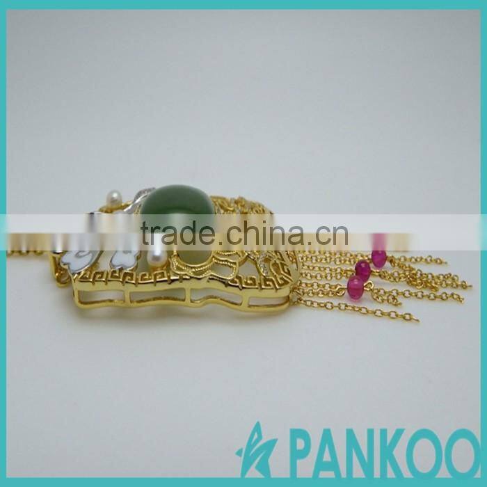 Gold-plated 925 sterling silver jewelry inlaid natural corundum spray Jasper Cheung Yunhe style necklace pendant