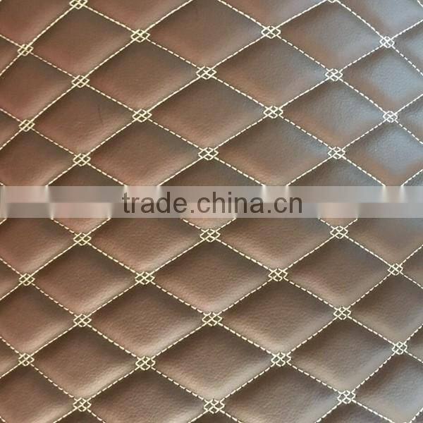 PVC leather surface stitch diamond pattern with foam backed suede for car seat cover usage