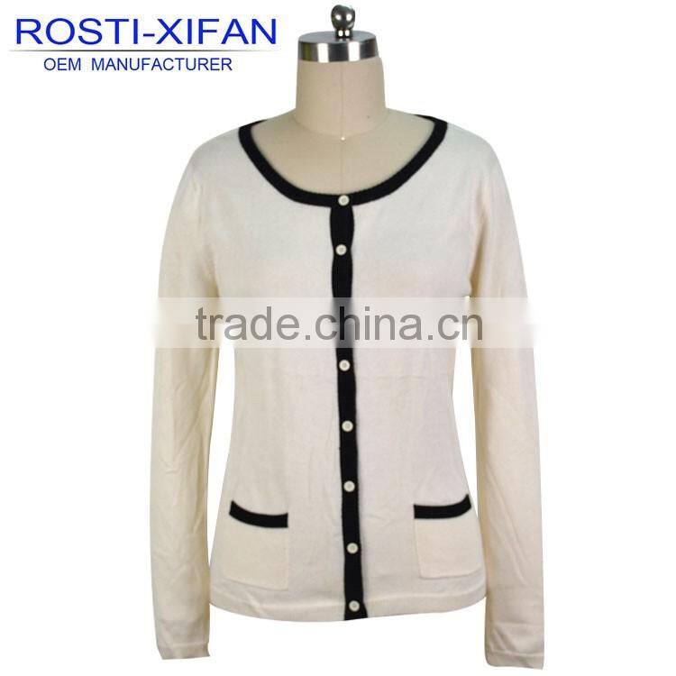 Fashion Ladies' Cardigan Slim O Neck Sweater