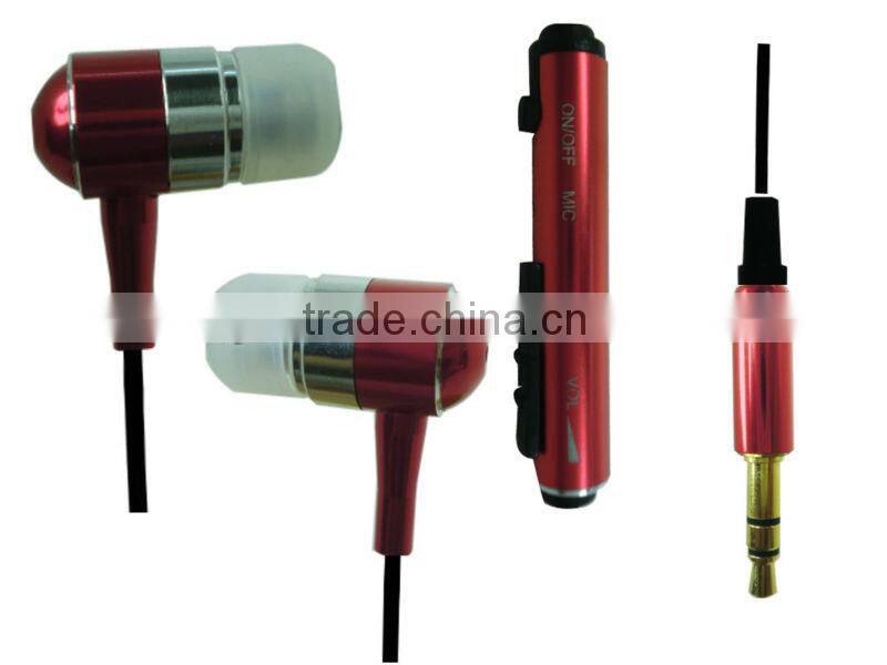 sexy red handfree earphone with mic, voice volume control, used for mobile phone