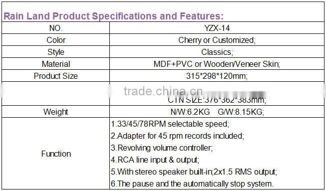 Antique phonograph 3 speed LP turntable record player