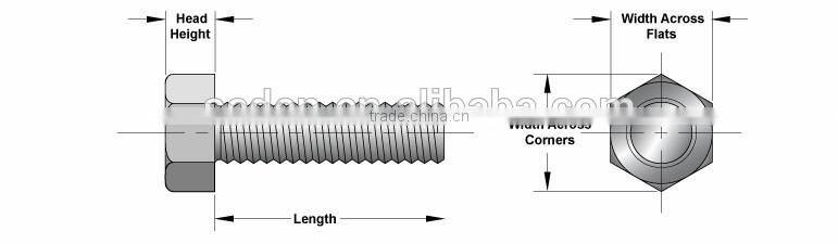 Galvanized or colorful full thread hex bolt , fastener hex bolt