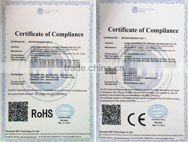 JR-CP41 2 years warranty IP65 waterproof aluminum solar garden light