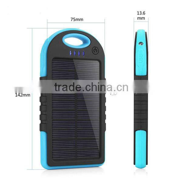 3000mAh Dual USB Portable Waterproof Solor Charger Power Bank for iPhone for Android Smartphone for iPad