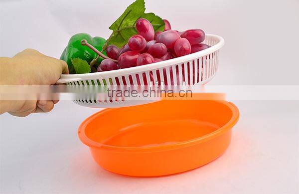 Double Layer Round Washing Basket Fruit Draining Basket Plastic PP Kitchen Basket