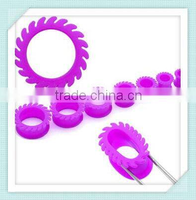 Solid Pink silicone ear tunnel plug piercing jewelry ( Pink, purple)