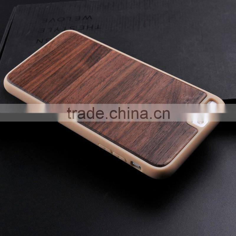 Wood grain leather+tpu shell mobile phone for iphone 7/7s case