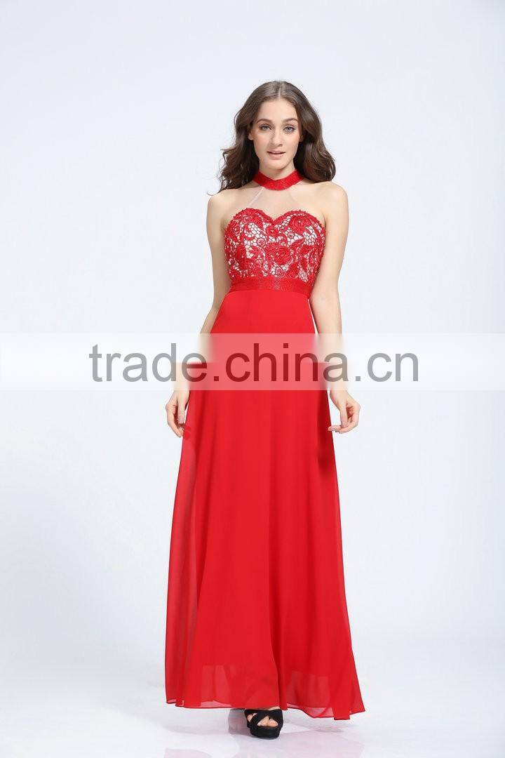 V-1031 hot red chiffon latest designs unique gorgeous prom dress 2016