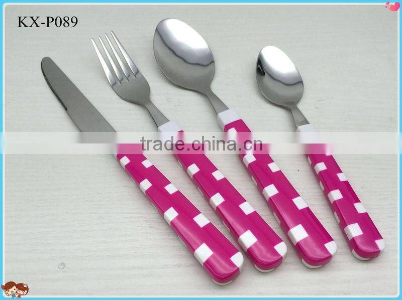 48PCS Stainless Steel Flatware with Plastic Handle - KX-P089