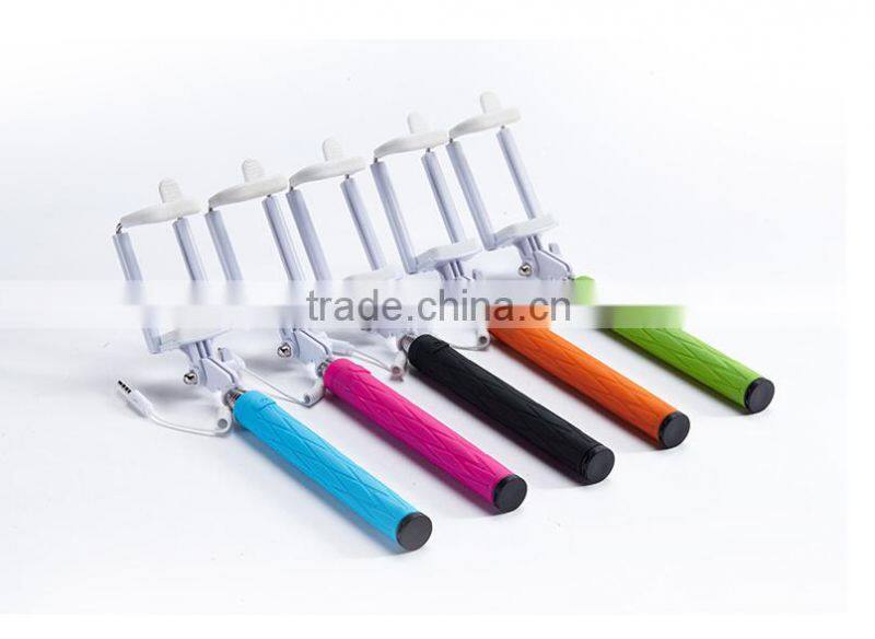 Cheap light portable selfie stick monopod with cable mini wholesale pocket selfie stick