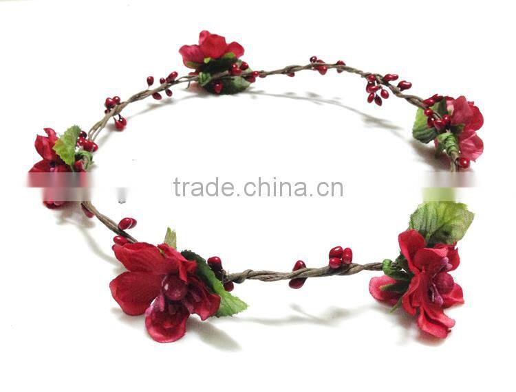 Artificial Red Peony Flower Wreath For Bridal Wedding Head Wreath