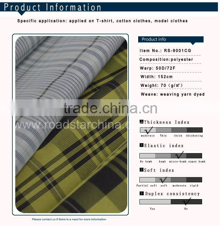 check shirt fabric reflective yarn dyed fabric