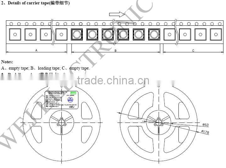 60mA 0.2W 20-24LM 3 chips Natural White 4000-4500K 5050 smd led