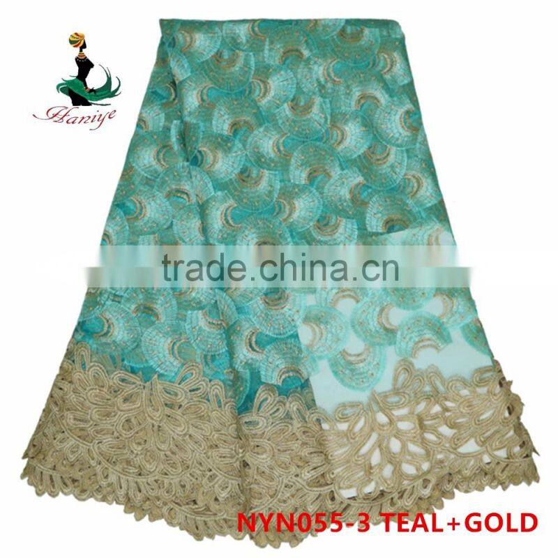 Haniye 2016 wholesale african tulle lace fabrics/net lace fabrics for party/NYN55
