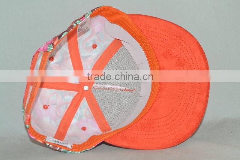 Guangzhou hat factory professional custom 100% polyester/animal camouflage and orange/embroidery logo/flat brim hat