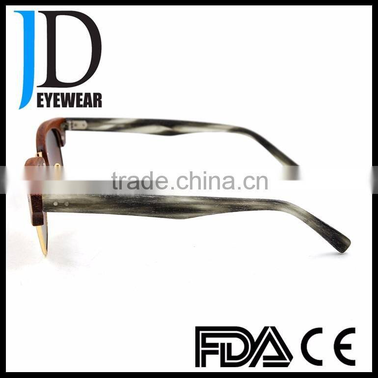 Hot Sell Custom made OEM Fashion Half-Rim Wooden Sunglasses