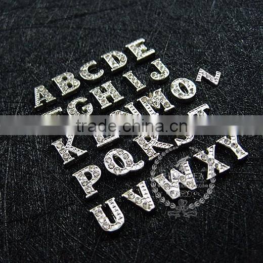 7mm silver plated alloy rhinestone 26 letters DIY pendant charm supplies 1820288