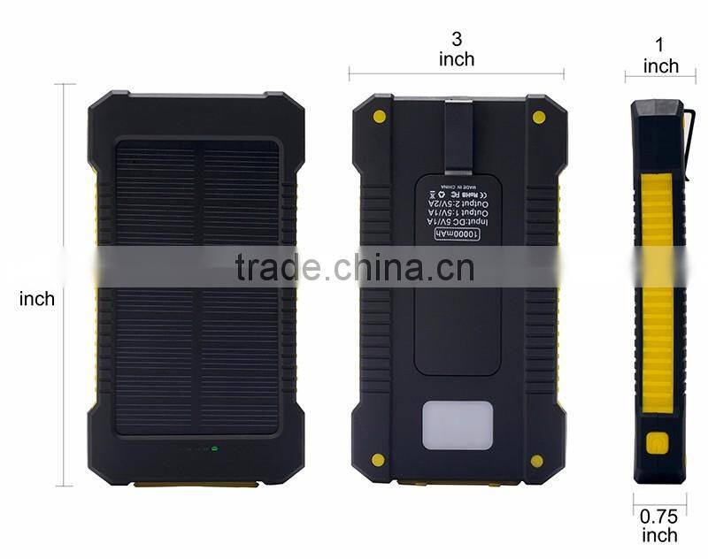 High quality mini 10000 mah rohs solar cell phone charger power bank