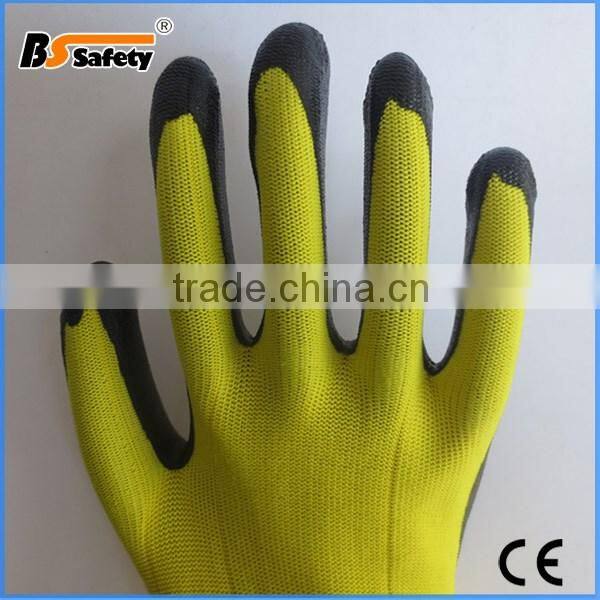 BSSAFETY Nitrile gloves cotton fabric liner Nitrile coated gloves 4343 safety working gloves Knit cuff